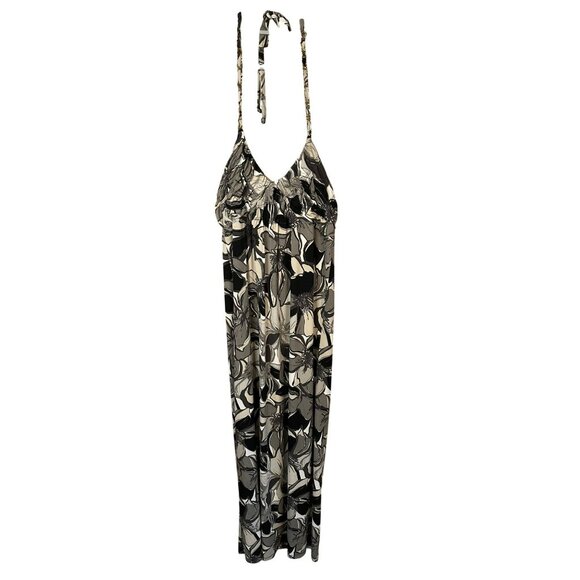 NWT Elle Women XS 12x49 Halter Neck Maxi Dress Summer Floral Abstract Black - Picture 1 of 7
